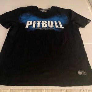 Pitbull Black and Blue Graphic T-Shirt XL Double Sided